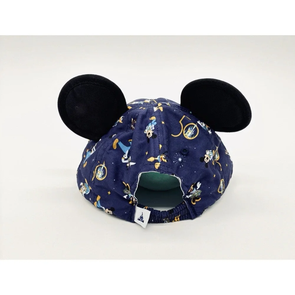 Disney Parks 50th Anniversary Mickey Ears Hat Blue All Over Print Mickey Donald